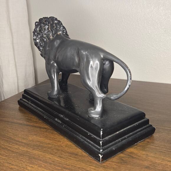 Majestic Standing Lion Statue Figurine - Heavy Faux Bronze Resin Doorstop 10" - Picture 3 of 13